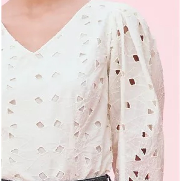 LA VIE REBECCA TAYLOR EMBROIDERED TOP IVORY SZ S - Picture 7 of 8